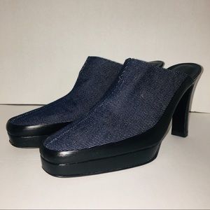😀SOLD😀. STUART WEIZTMAN DENIM HEEL PLATFORM 8.5